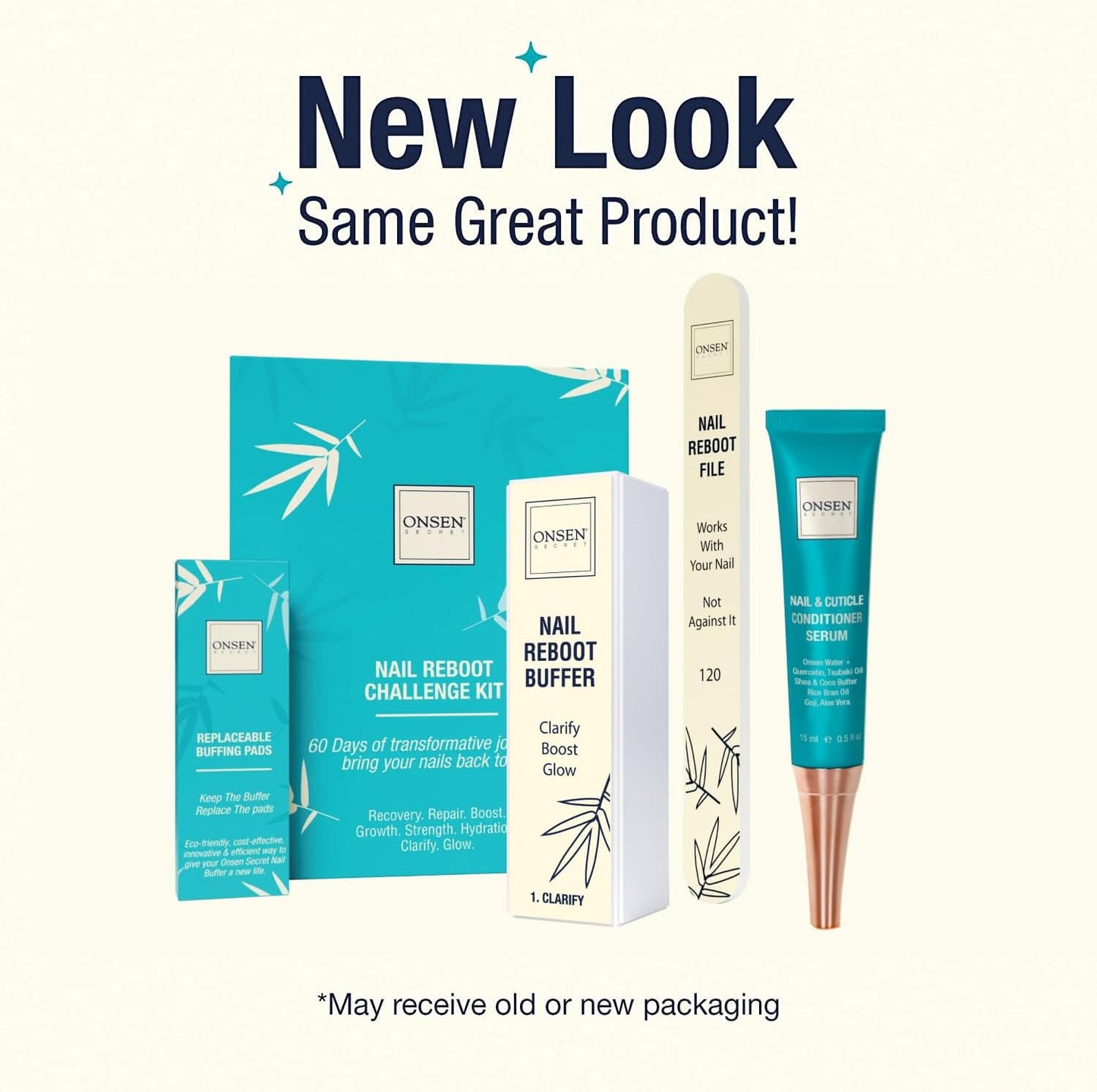 Onsen Secret Nail Care Kit - Japanese Nail Buffer and Shine Kit - Strengthening & Shining - Spa-Quality Manicure - Organic Ingredients - Long-Lasting Shine - Easy & Safe - w/Cuticle Care Serum - 1pk
