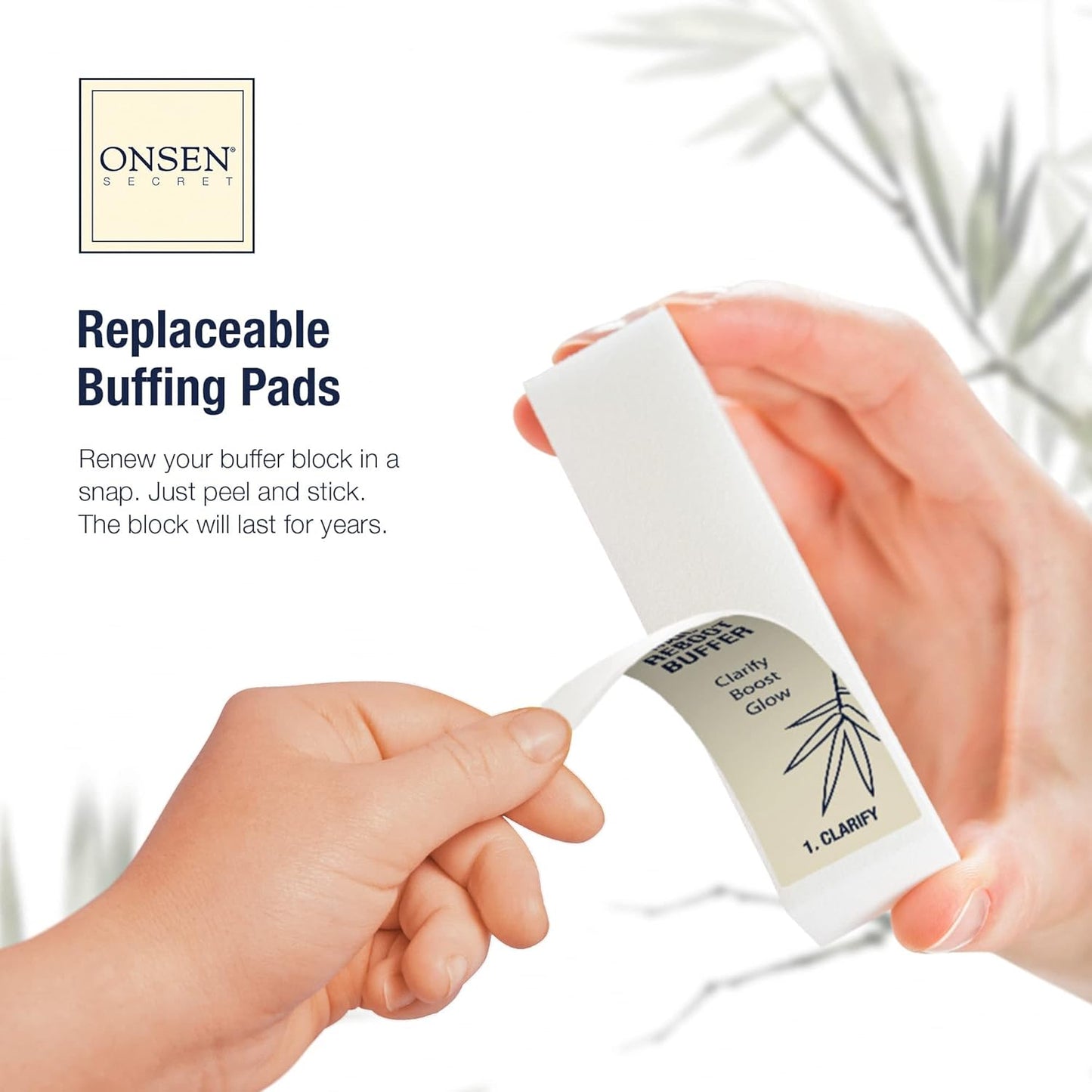 Onsen Secret Japanese Nail Reboot Cuticle Oil Kit | Buffer and Shine Kit w/ Professional File, 3-Way Buffer Block & Free Replacement Pads | Strengthening Combo for Healthy Nails, 1pk