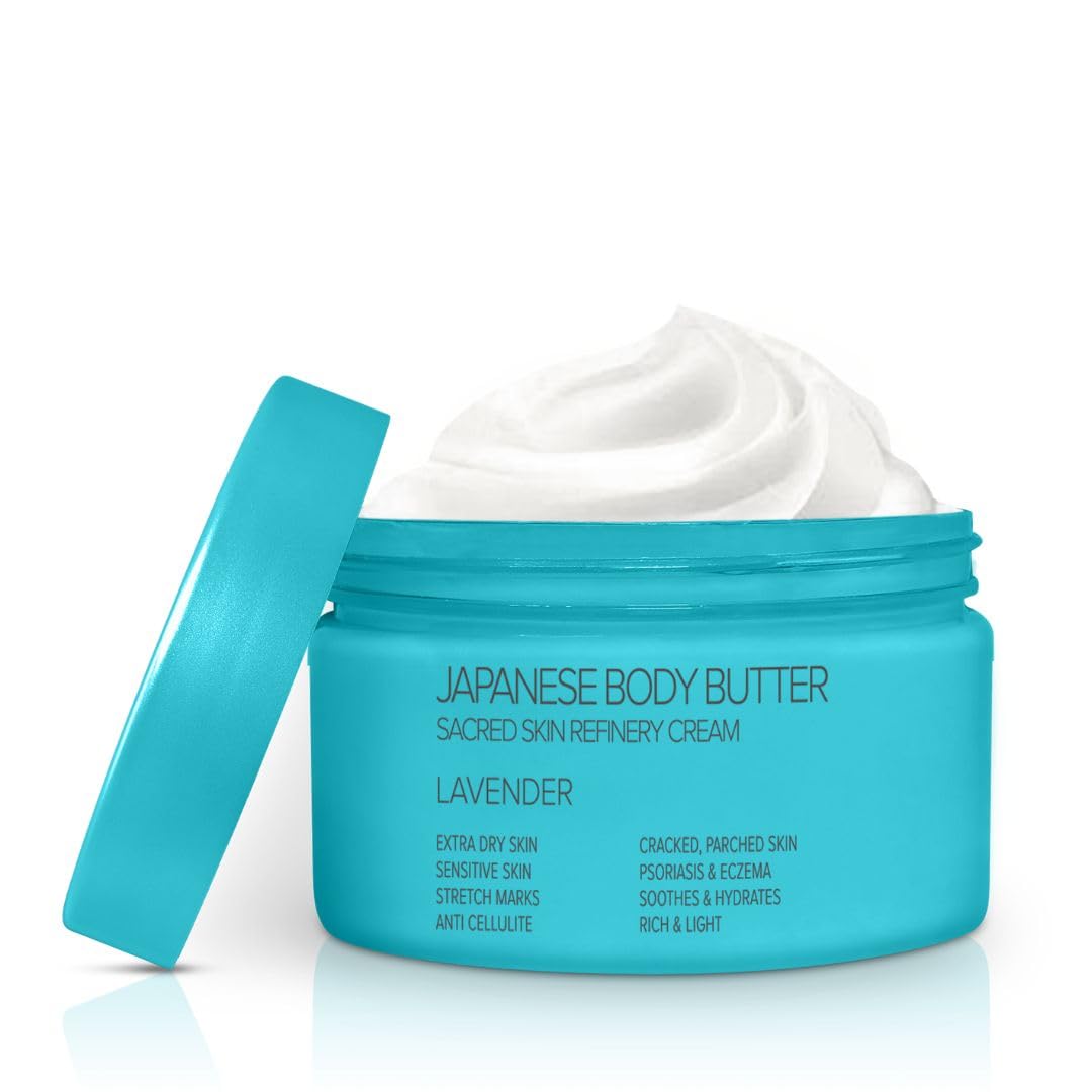 Onsen Japanese Body Butter for Women - Skin Refinery Cream Natural and Organic Shea Butter Moisturizing Clear Skin Exfoliator with Coconut Oil and Vitamin E - 8.6 fl oz / 255 ml (Ylang Ylang)