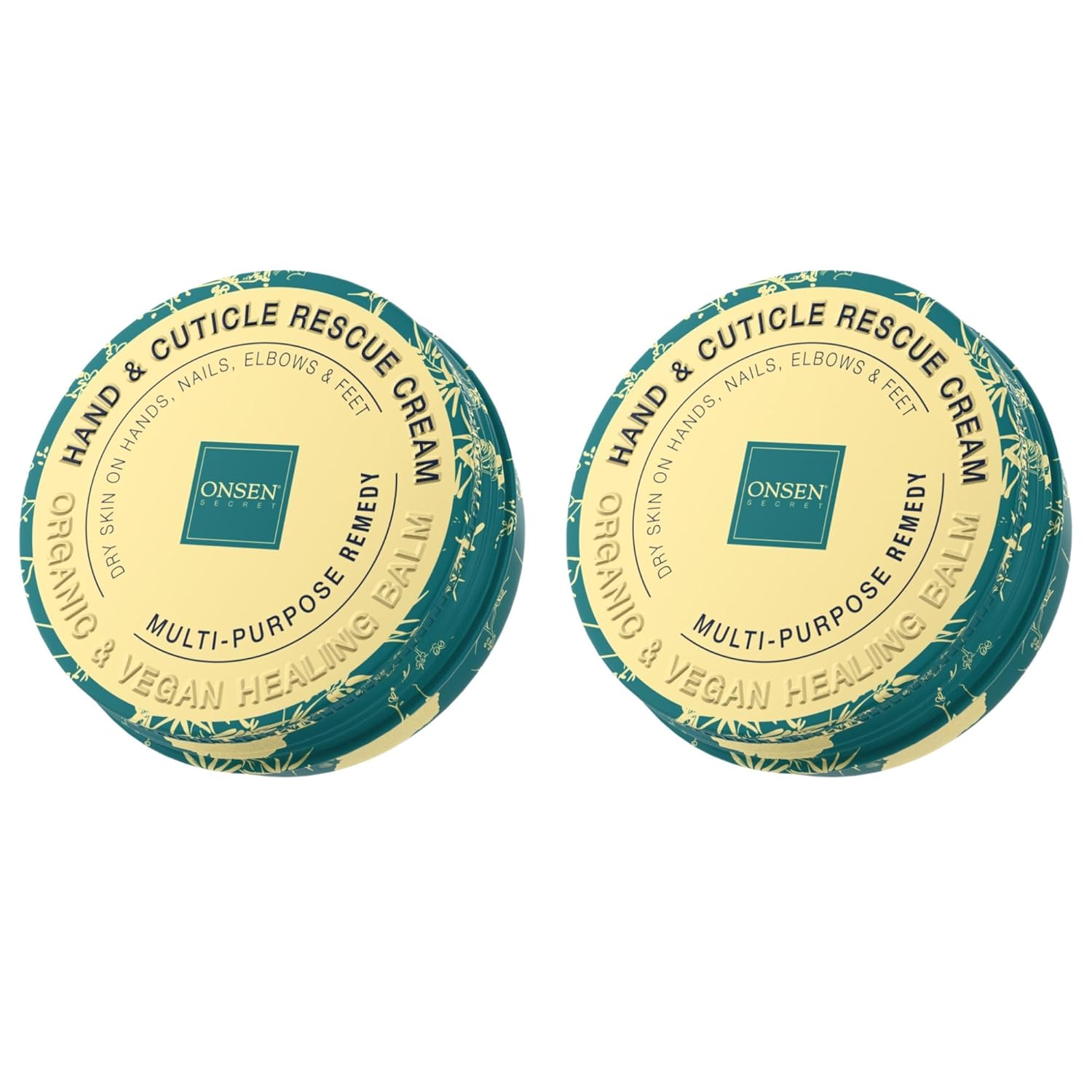 Onsen Hand & Cuticle Rescue Cream | Organic Nail Strengthener & Balm | Dry, Cracked Hands, Elbows & Feet | Shea Butter, Tsubaki & Jojoba Oil | Nail Repair & Growth, Vegan – 2 Pack (0.88 oz)