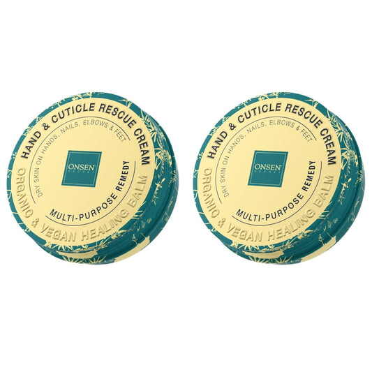 Onsen Hand & Cuticle Rescue Cream | Organic Nail Strengthener & Balm | Dry, Cracked Hands, Elbows & Feet | Shea Butter, Tsubaki & Jojoba Oil | Nail Repair & Growth, Vegan – 2 Pack (0.88 oz)