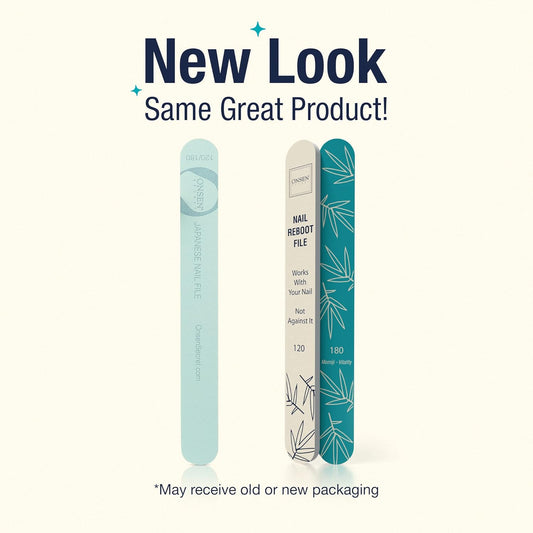 Onsen Secret Japanese Nail File - Professional 6-Pack Nail Files, Double Sided Natural & Acrylic Filers - 120/180 Grit - Disposable, Salon Smooth | Best Onsen File for Shiny Nails
