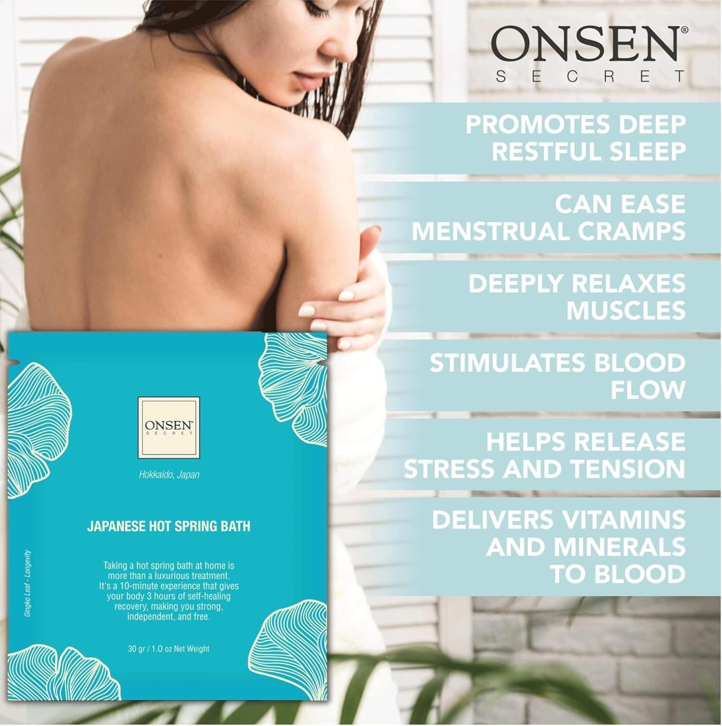 Onsen Japanese Hot-Spring Bath Minerals A Perfect Way to Hydrate and Soothe Your Body Soak in Green Bamboo Extract, Pagoda Tree Flower Enzymes, and More, Unwind, Relaxation, Improve Sleep (Pack of 1)